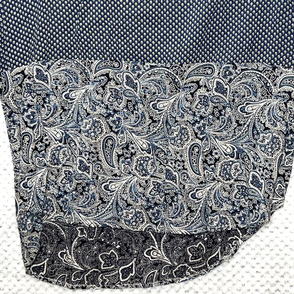 Lovposh Womens Tunic Top Dress Medium Gray V neck Batik Print 3/4 Sleeve Boho - Picture 5 of 9